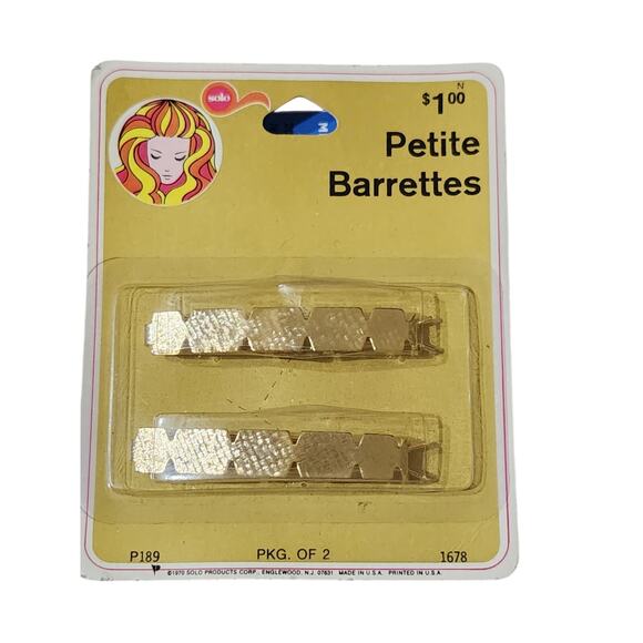 Vintage 1970s Gold Hair Barrette two pack‎ | New in Box | Hair Accessories - Picture 1 of 2